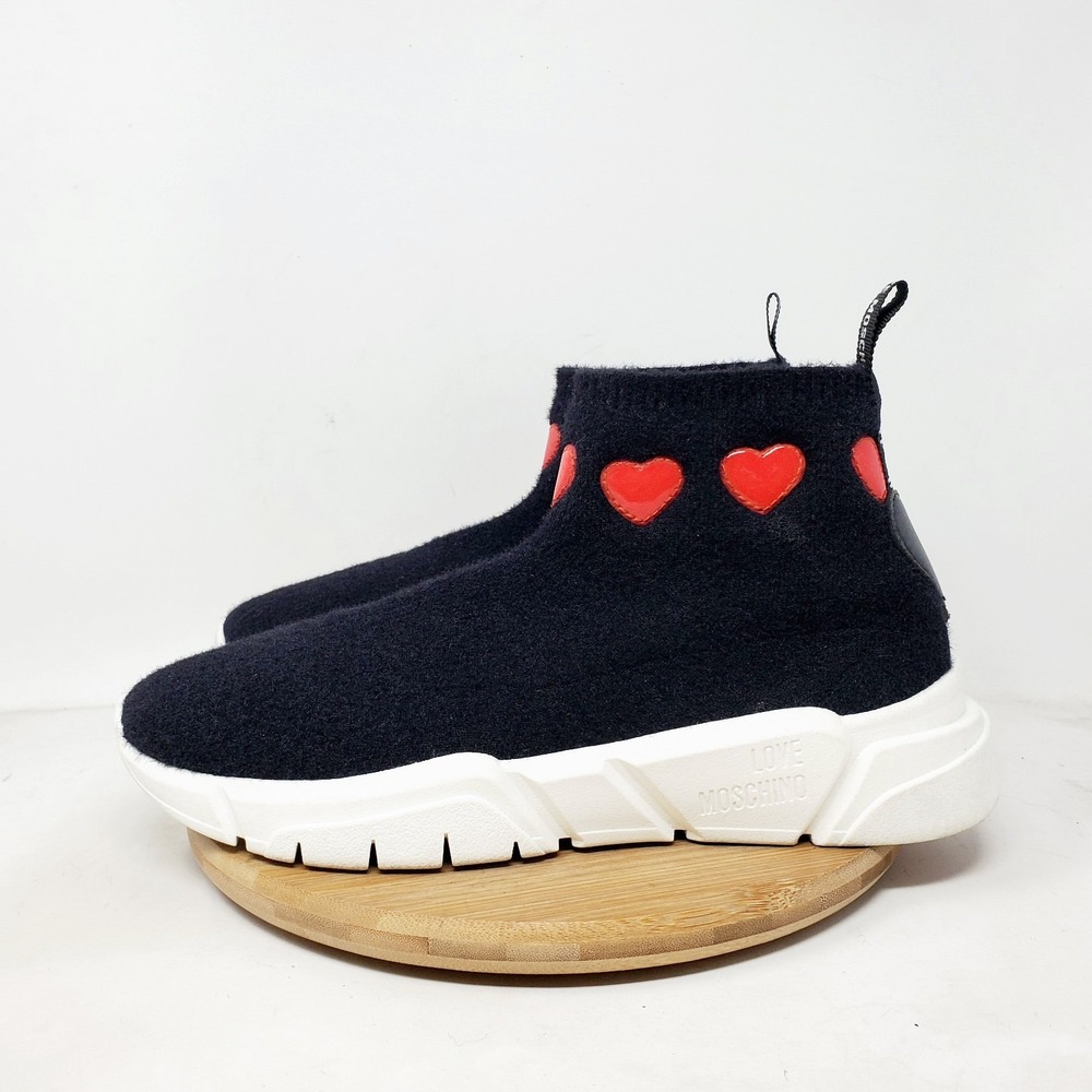 Love Moschino Sneaker Boots Womens 41 Black‎ Hearts Platform Chunky Shoes